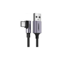 Дата кабель USB 2.0 AM to USB-C 2.0m 90° corner aluminum braid US284 black Ugreen (50942)