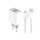 Зарядний пристрій XO L65 адаптер 2USB / 2.4А + Type-C white (XO-L65-TC)
