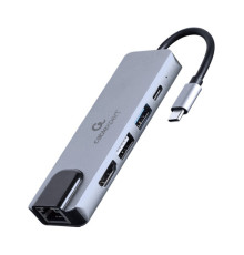Концентратор Cablexpert USB-C 5-in-1 (hub/HDMI/PD/LAN) (A-CM-COMBO5-04)