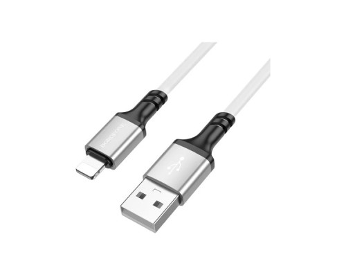 Дата кабель USB 2.0 AM to Lightning silicone BX83 white BOROFONE (6974443386363)