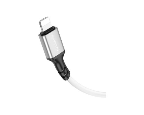 Дата кабель USB 2.0 AM to Lightning silicone BX83 white BOROFONE (6974443386363)