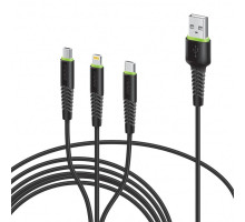 Дата кабель USB 2.0 AM to Lightning + Micro 5P + USB-C 1.4m CBFLEXU1 bl Intaleo (1283126487521)