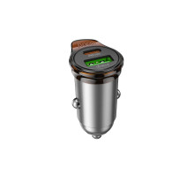 Зарядний пристрій HOCO 1xUSB-C PD25W + 1xUSB QC3.0 43W car adapter NZ16A gray (6942007644747)