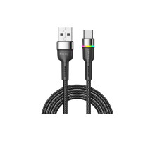 Дата кабель USB 2.0 AM to USB-C 0.5m 3A LED black Essager (EXCT-XCDB01)