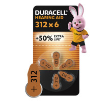 Батарейка Duracell для слухових апаратів розмір 312, 6 шт. в упаковці (5007516/5011449)