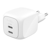 Зарядний пристрій Belkin 2xUSB-C PD50W GaN PPS white (WCH019KQWH)
