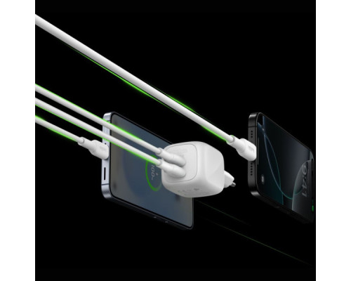 Зарядний пристрій Belkin 2xUSB-C PD50W GaN PPS white (WCH019KQWH)