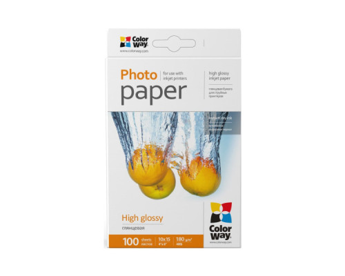 Фотопапір ColorWay 10x15 180г glossy, 100с (PG1801004R) Фотопапір ColorWay 10x15 180г glossy, 100с (PG1801004R)