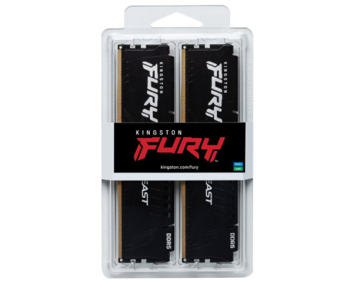 Модуль пам'яті для комп'ютера DDR5 16GB (2x8GB) 5200 MHz Beast Black Kingston Fury (ex.HyperX) (KF552C36BBEK2-16)