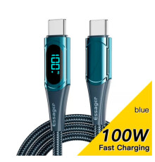 Дата кабель USB-C to USB-C 2.0m 100W Digital Display blue Essager (ES-XCTT1-YDA03)