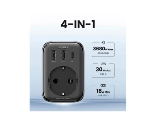 Зарядний пристрій Ugreen 3xUSB 30W Outlet Extender (2хUSB-A+USB-C) CD314 (90613) Зарядний пристрій Ugreen 3xUSB 30W Outlet Extender (2хUSB-A+USB-C) CD314 (90613)