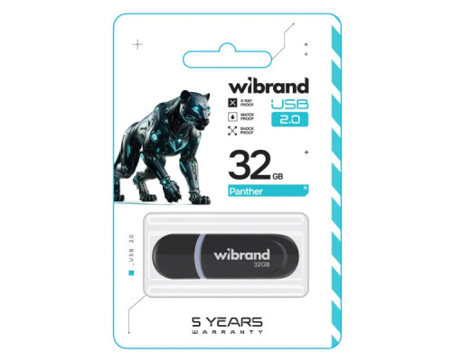 USB флеш накопичувач Wibrand 32GB Panther Black USB 2.0 (WI2.0/PA32P2B)