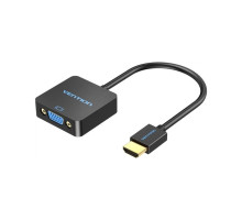 Перехідник HDMI M to VGA F 1080P 60Hz 3,5mm Audio Micro USB (F) powered Vention (ACRBB)