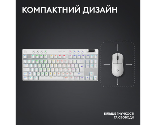 Клавіатура Logitech G PRO X TKL Lightspeed Tactile USB UA White (920-012148)
