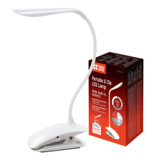 Настільна лампа ColorWay LED Flexible & Clip with built-in accumulator 500mAh (CW-DL04FCB-W)