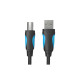 Кабель для принтера USB 2.0 AM/BM 1.5m black Vention (VAS-A16-B150)