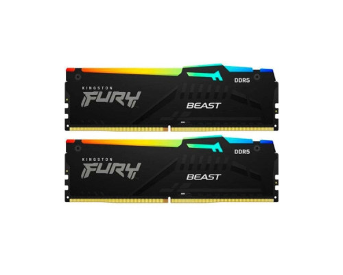 Модуль пам'яті для комп'ютера DDR5 64GB (2x32GB) 6000 MHz Beast RGB Kingston Fury (ex.HyperX) (KF560C36BBEAK2-64)