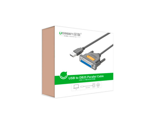 Кабель для принтера USB 2.0 to DB25 2.0m US167 black Ugreen (20224)