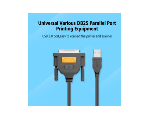 Кабель для принтера USB 2.0 to DB25 2.0m US167 black Ugreen (20224)