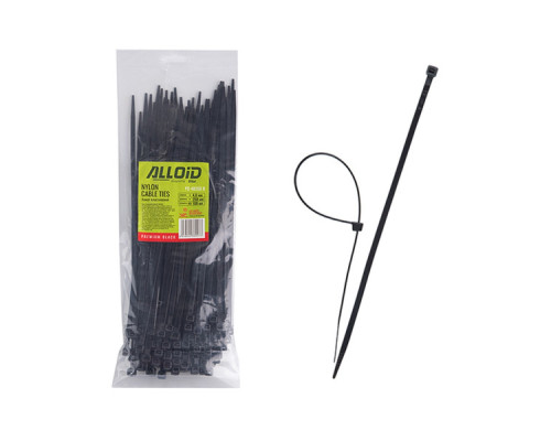 Стяжка Alloid 4.8х250мм, пластик, 100шт./уп., чорний (PC-48250B)