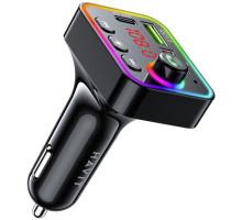 FM модулятор Havit HV-FM819BT USB-A+USB-C PD24W RGB Black (HV-FM819BT)