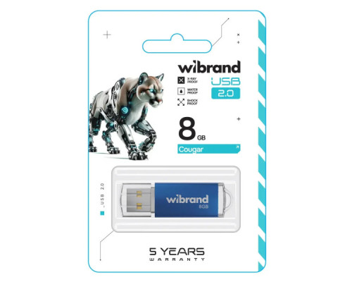 USB флеш накопичувач Wibrand 8GB Cougar Blue USB 2.0 (WI2.0/CU8P1U)