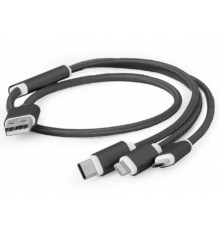 Дата кабель USB 2.0 AM to Lightning + Micro 5P + USB-C 1.0m black Cablexpert (CC-USB2-AM31-1M)