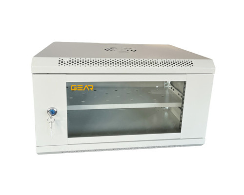 Шафа настінна GEAR 6U 19" 600x450x350 мм, + полка 19", grey (GWMSN-6U-600-450G)