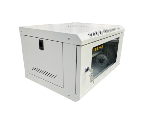 Шафа настінна GEAR 6U 19" 600x450x350 мм, + полка 19", grey (GWMSN-6U-600-450G)