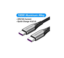 Дата кабель USB-C to USB-C 1.0m 5A aluminum gray Vention (TAEHF)