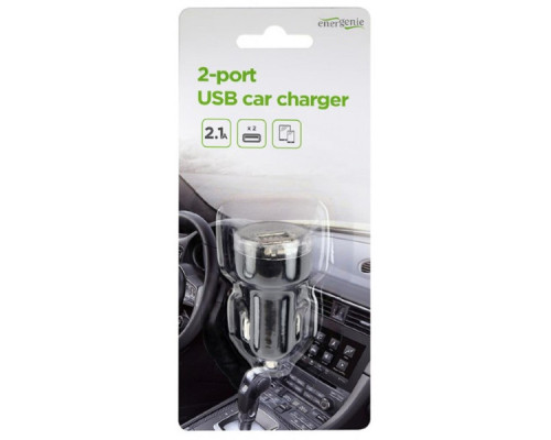 Зарядний пристрій EnerGenie USB 2.1A black (EG-U2C2A-CAR-02)